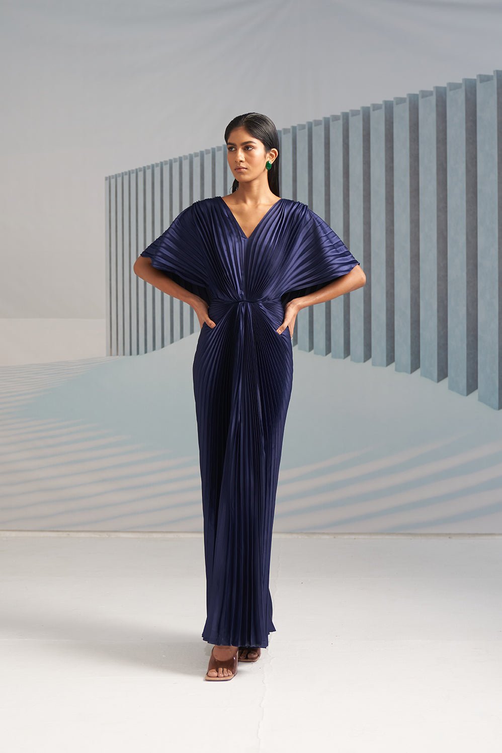 Pleated Winged Gown