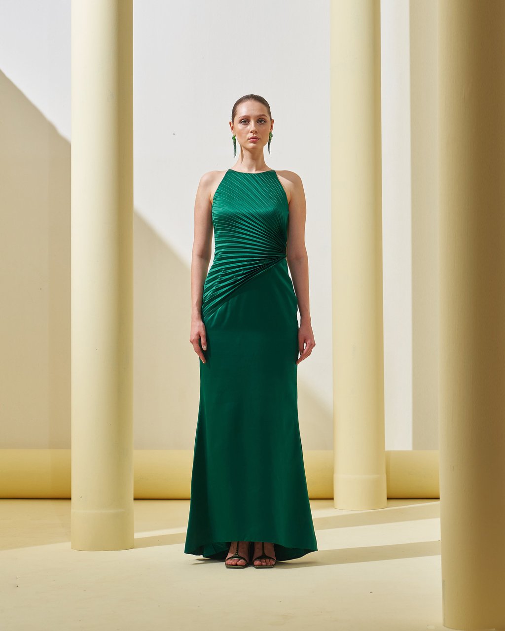 Pleated Drape Gown