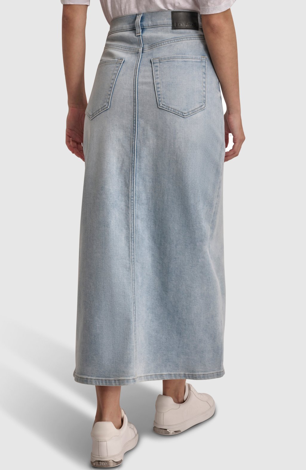 High Rise Maxi Denim Skirt with Front Slit