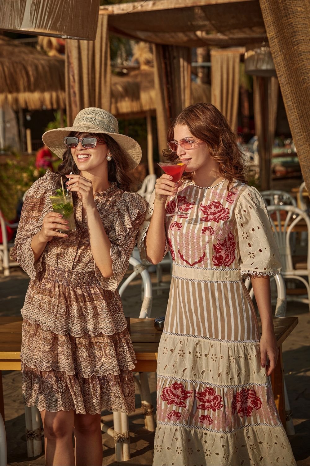 Amber Floral Embroidered and Broderie Midi Dress