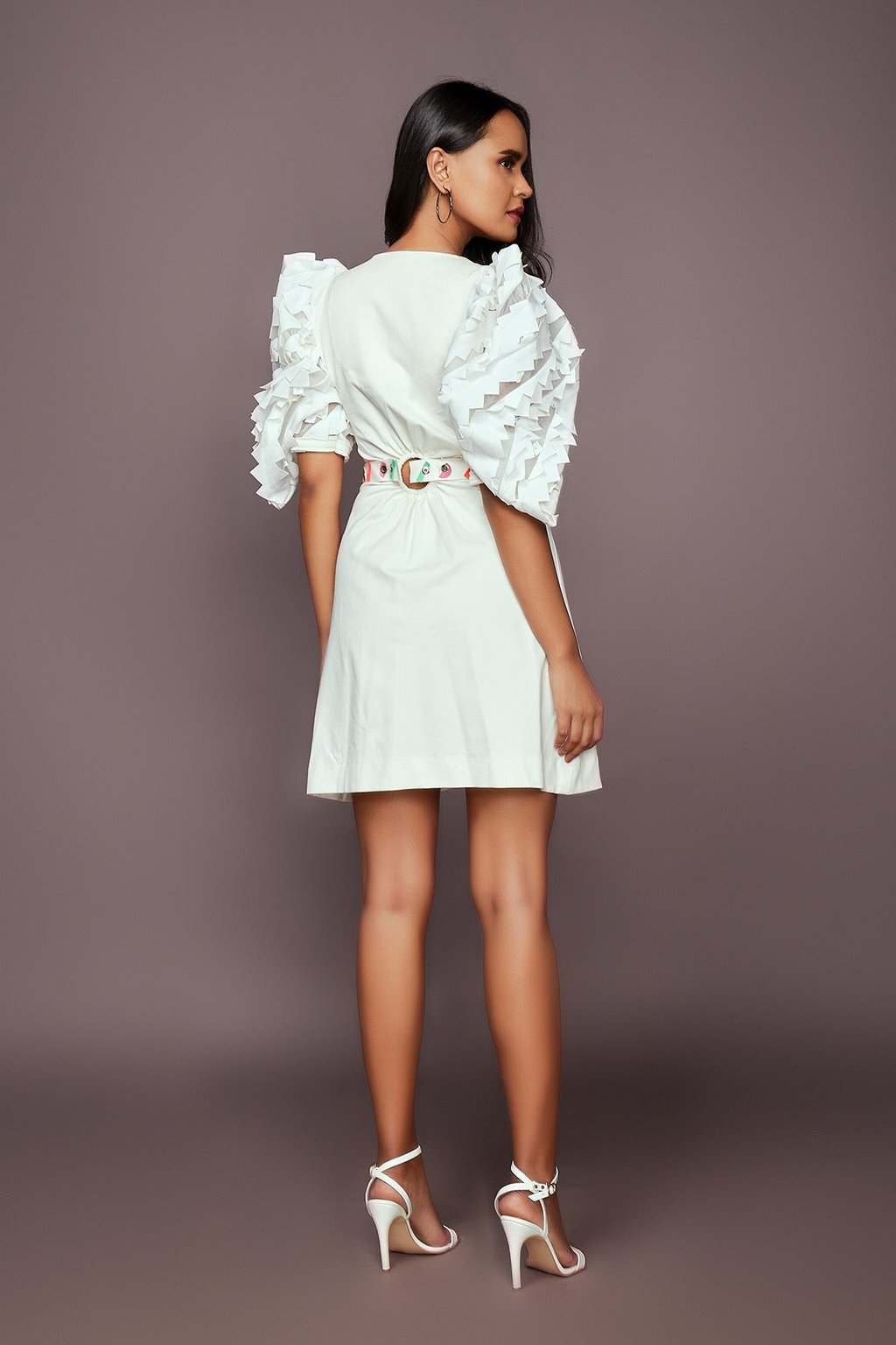 Side Cutout Dress with Cutwork