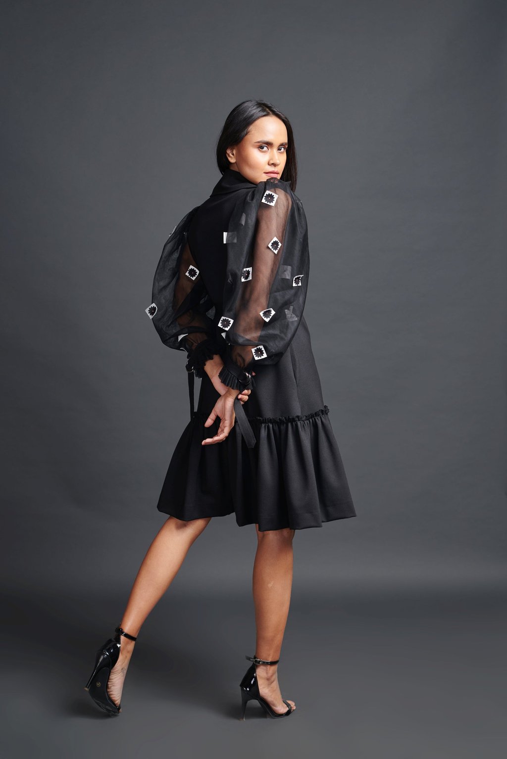 Jacket Dress with Cutwork Sleeves
