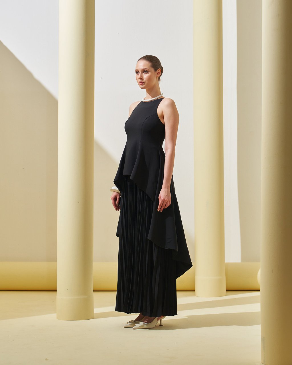 Peplum Pleated Gown