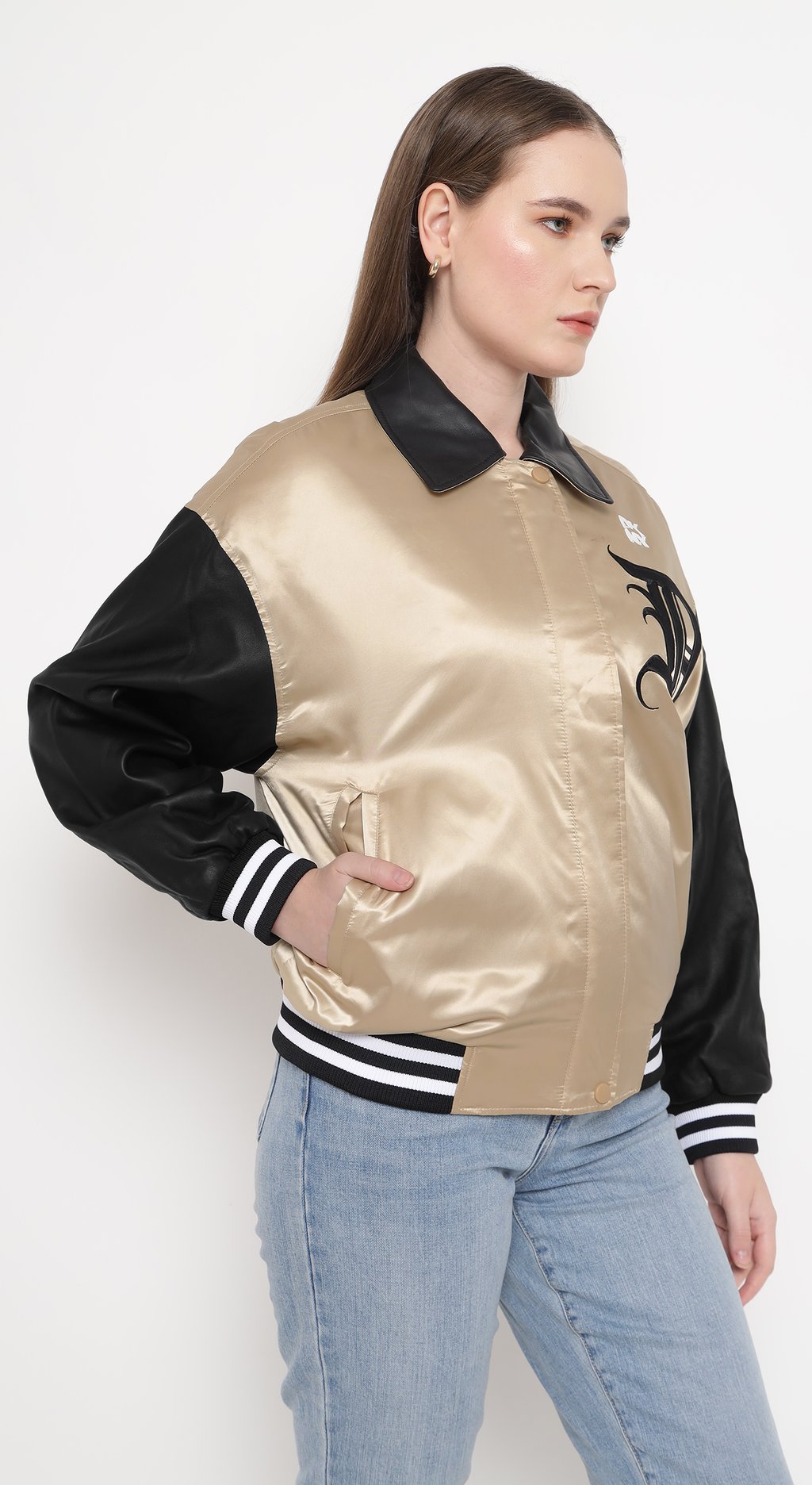 Bomber Jacket with Patch & Embroidery