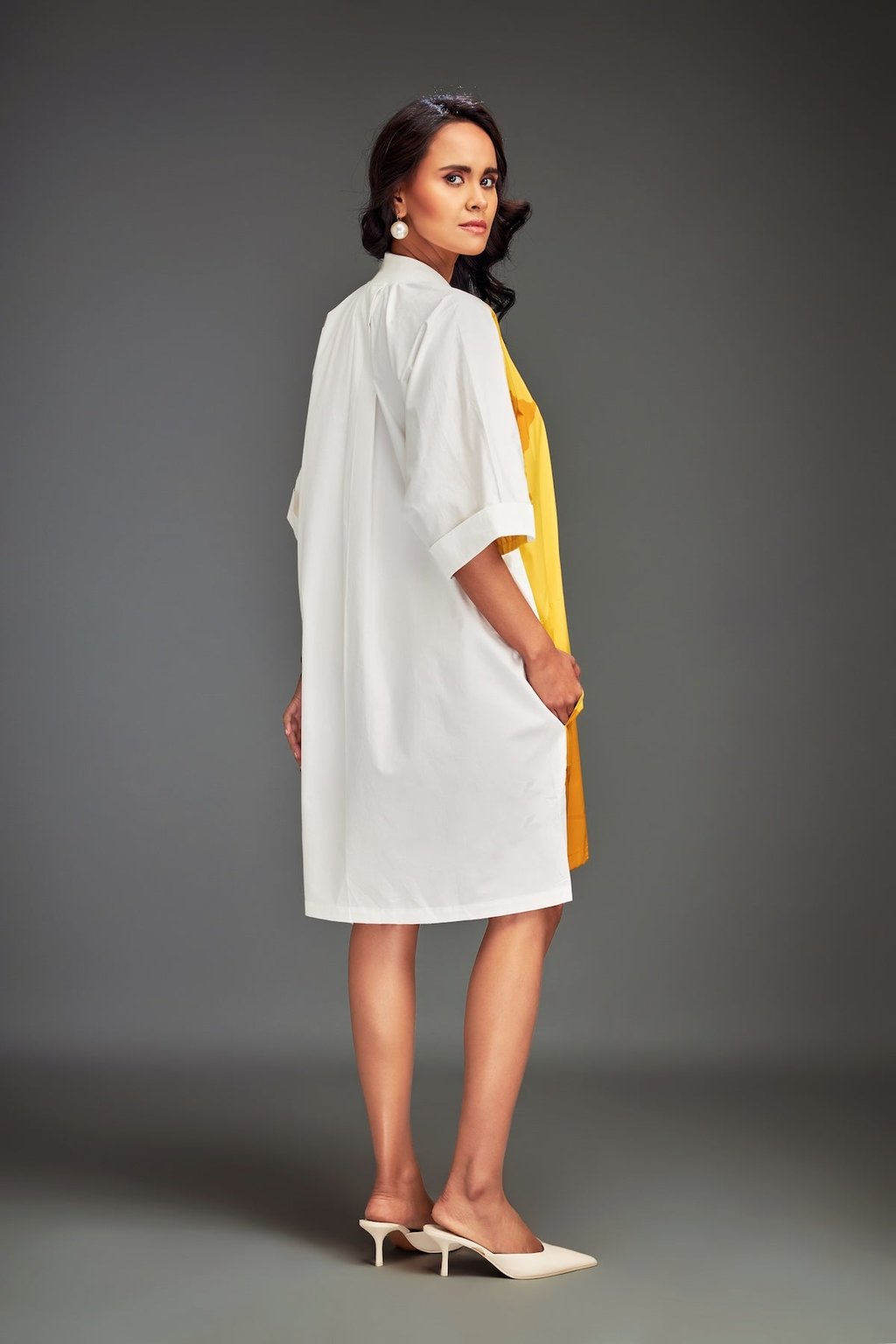 Two-Tone Dress with Metallic Embellishments