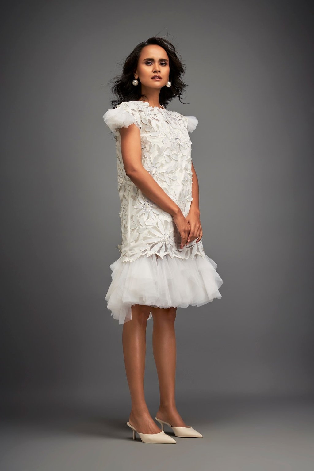 Short Floral Applique Dress