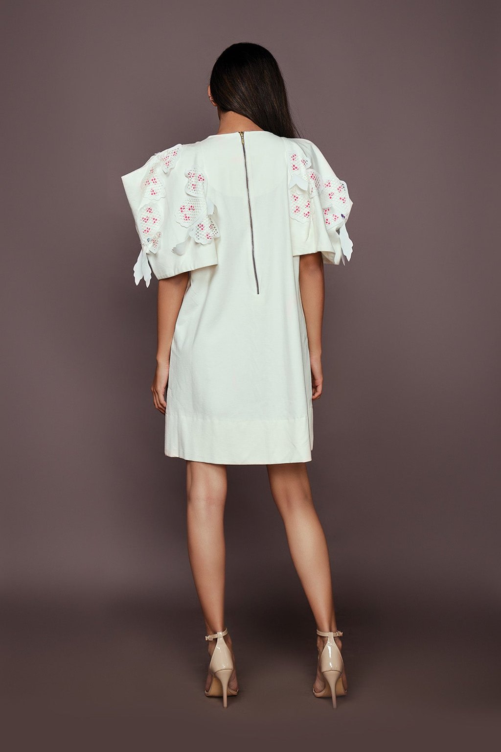 Dress with Cutwork Sleeves