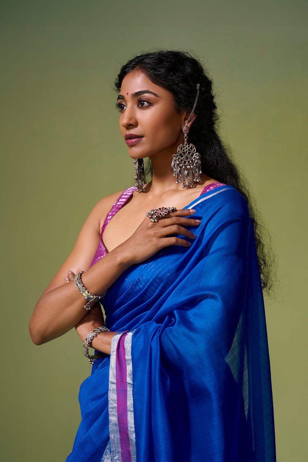 Khwaabida Chanderi Royal Blue Sarees