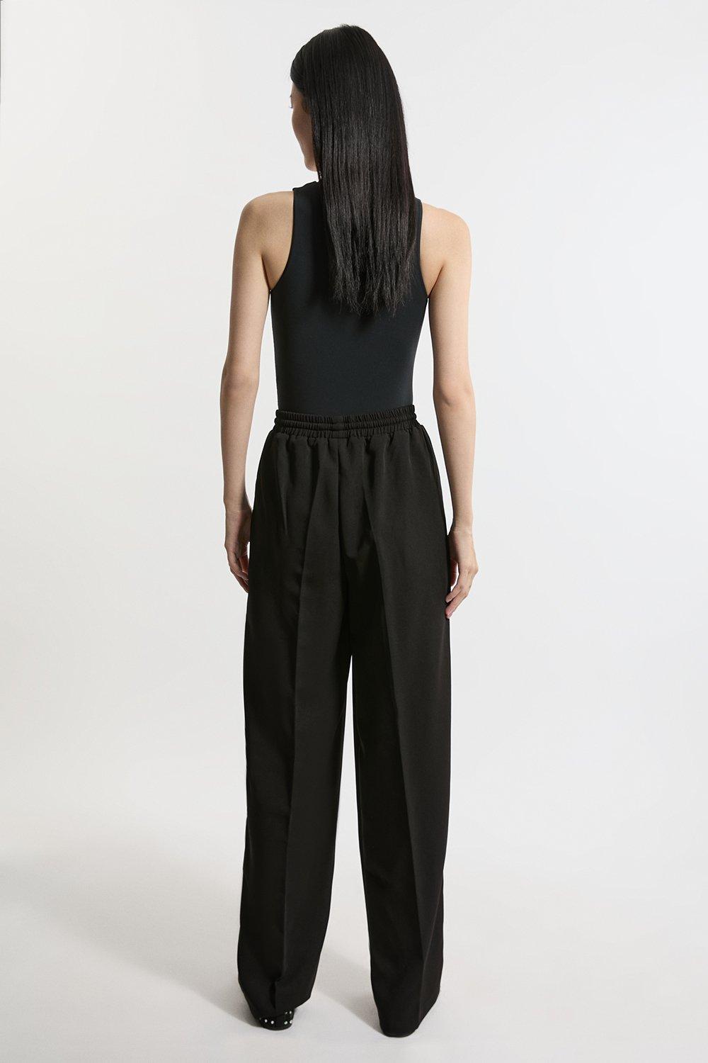 Twill Tie Waist Woven Straight Leg Trouser