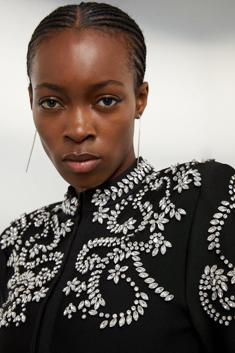 Figure Form Bandage Embellished Knit Jacket
