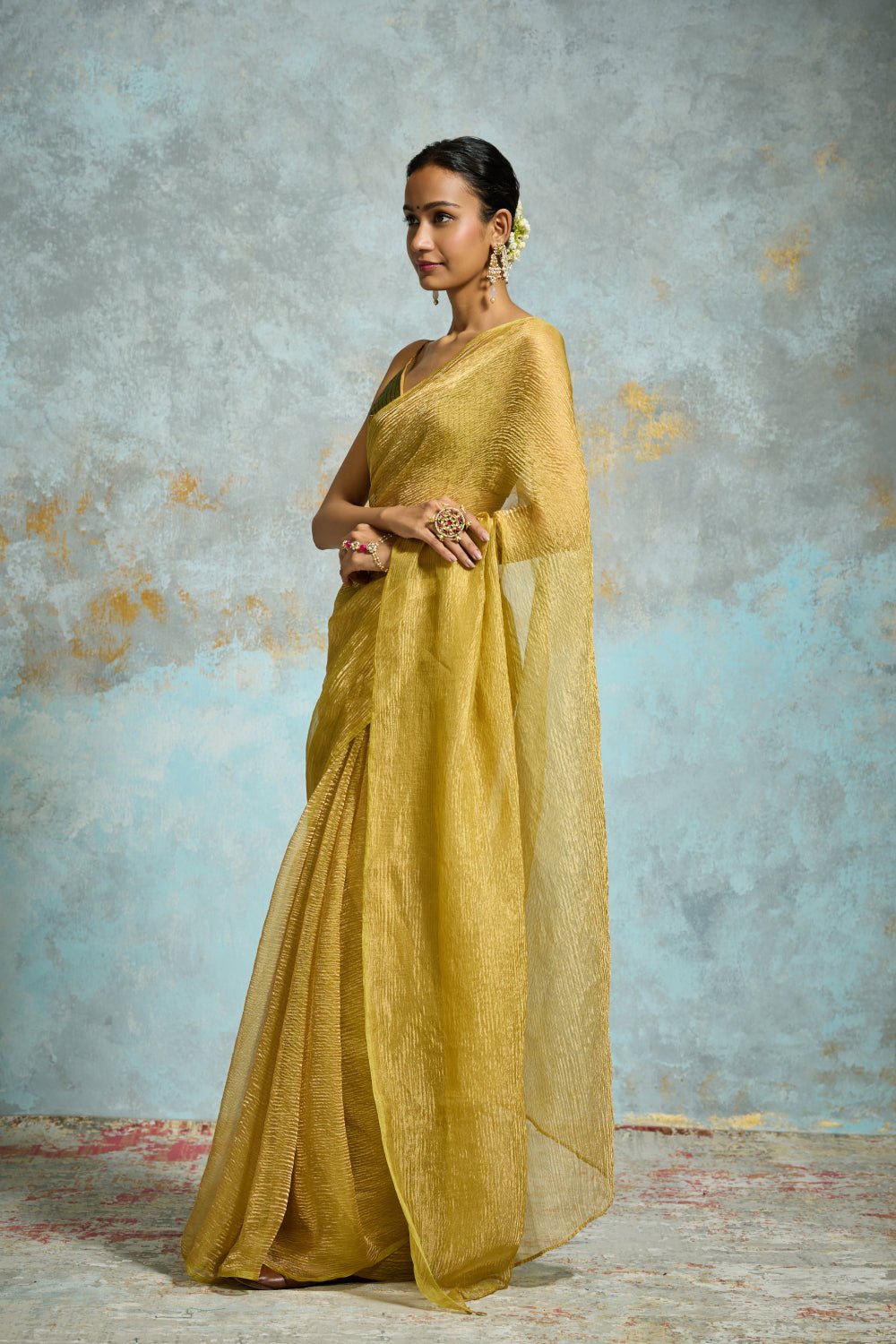 Aaira Tissue Lime Green Sarees