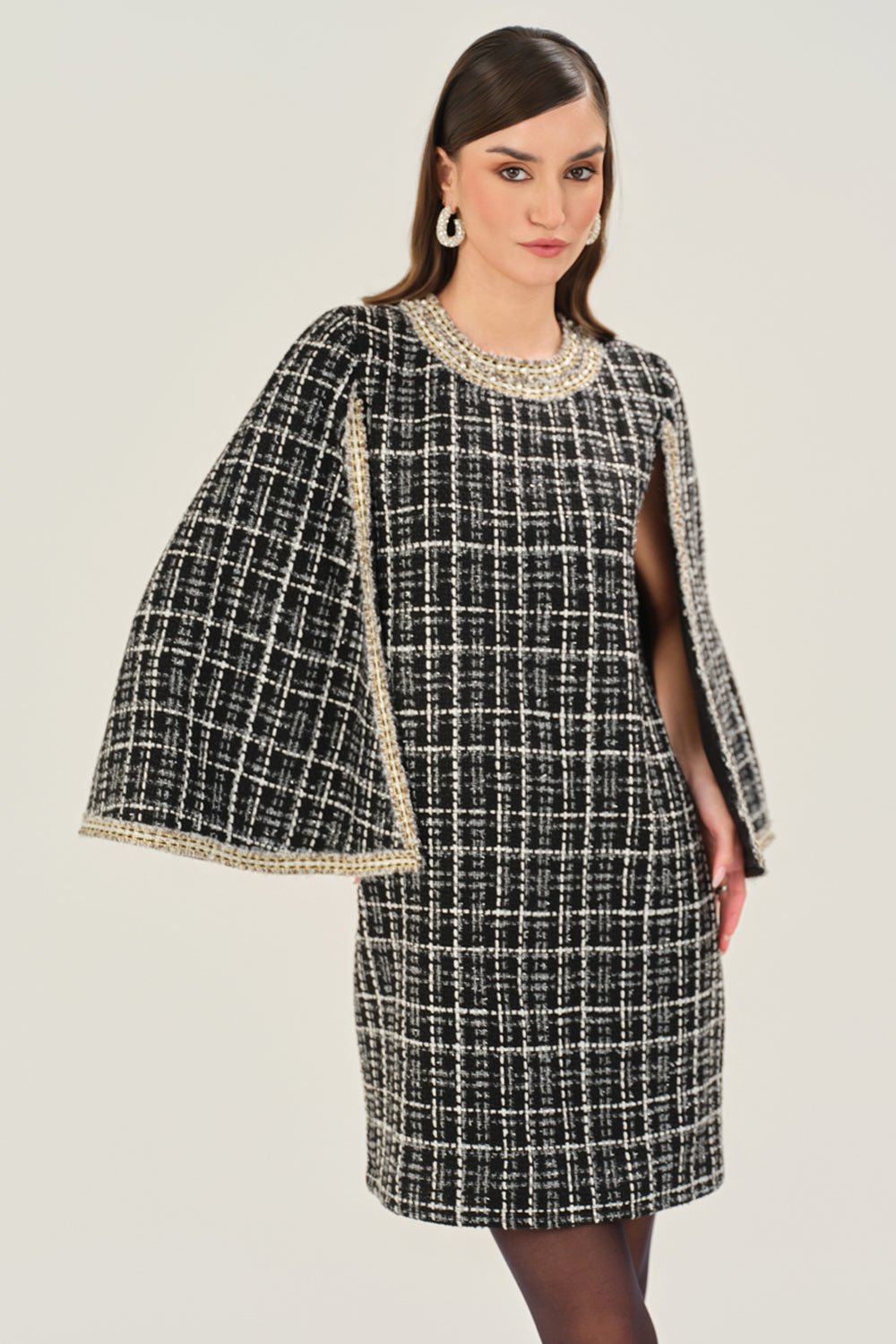 The Metallic Plaid Dress