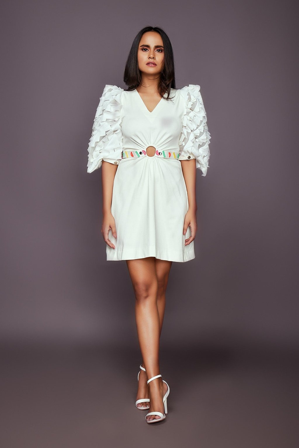 Side Cutout Dress with Cutwork
