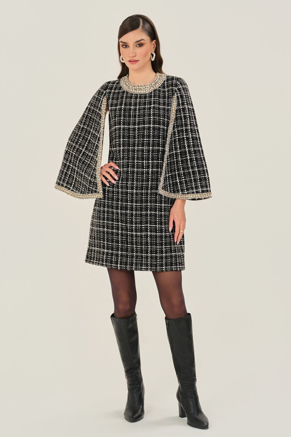 The Metallic Plaid Dress