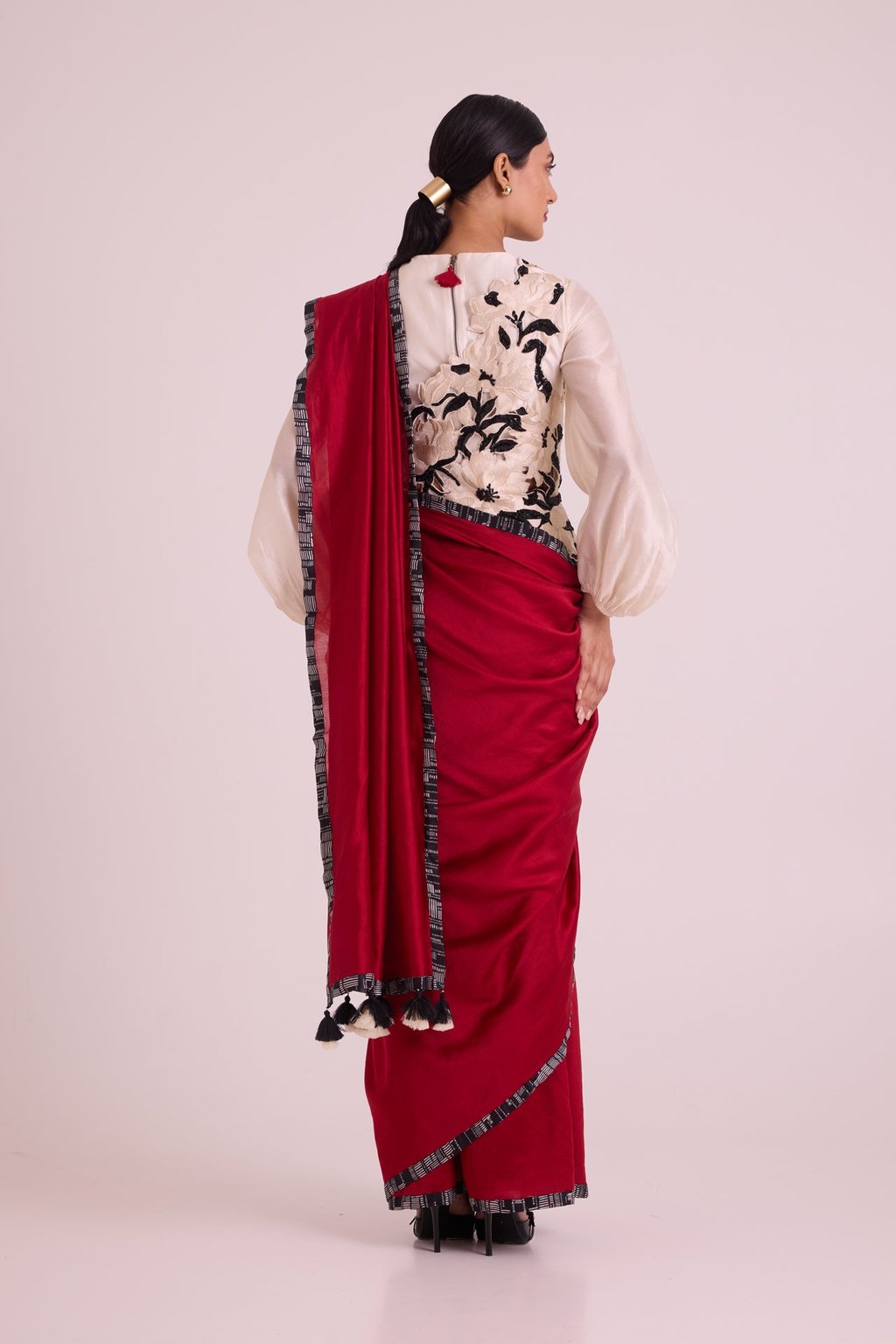 Manali - Bishop Blouse + Pre-Draped Saree + Bib