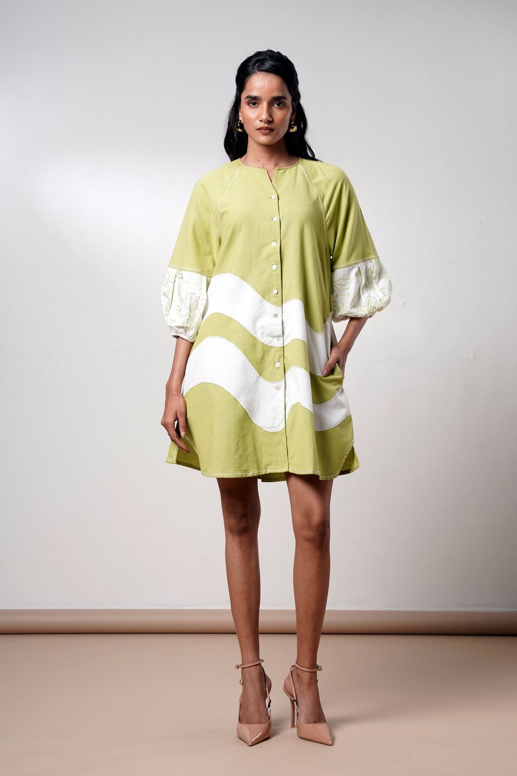 Hope Olive Bloom Short Dress