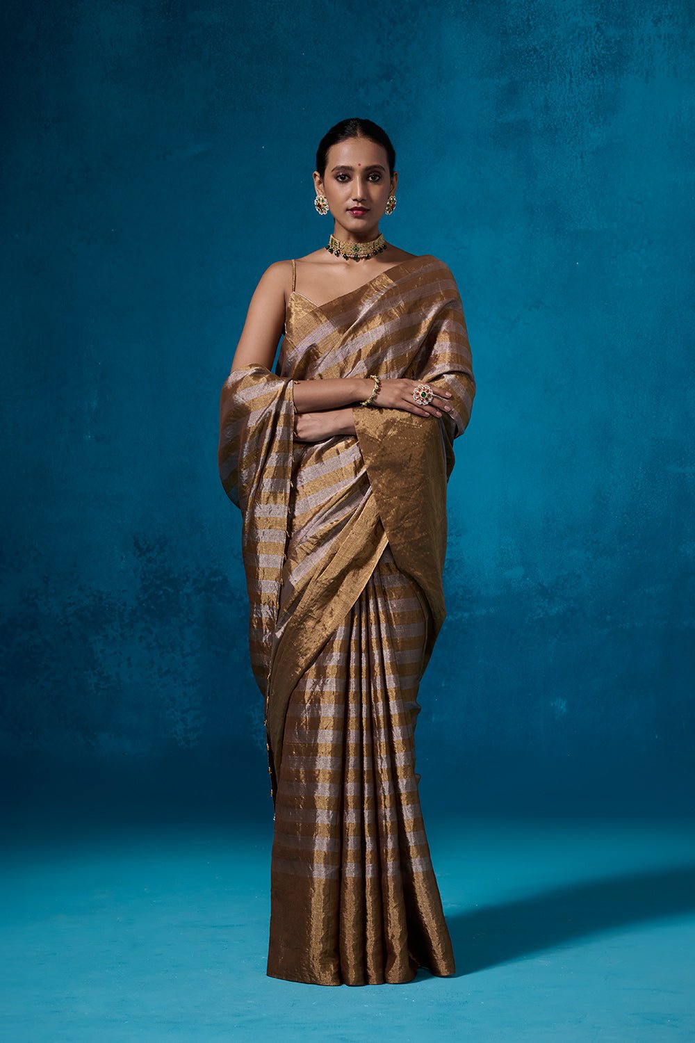 Shabeena Tissue Fabric Gold & Silver Sarees