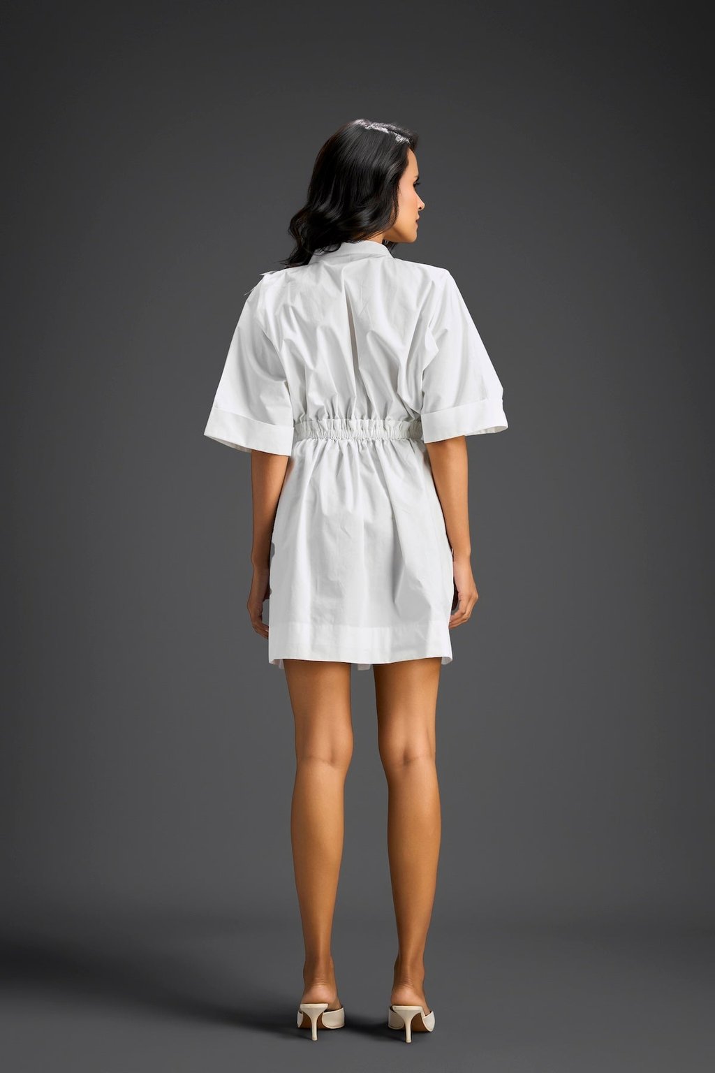 White Floral Shoulder Shift Dress