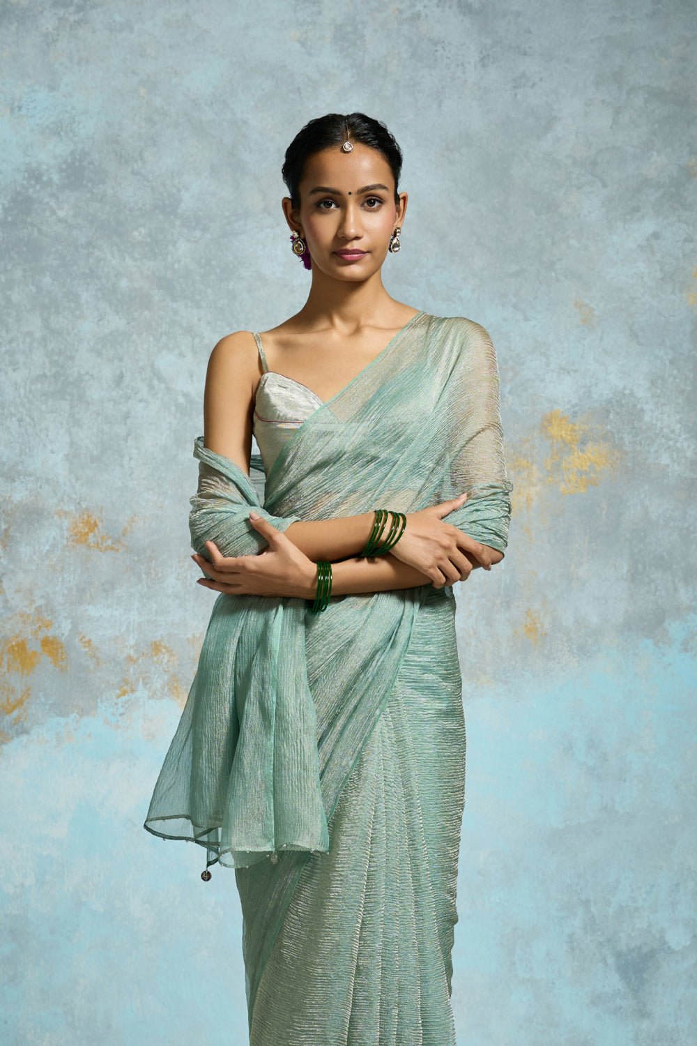 Anvita Tissue Aqua Sarees