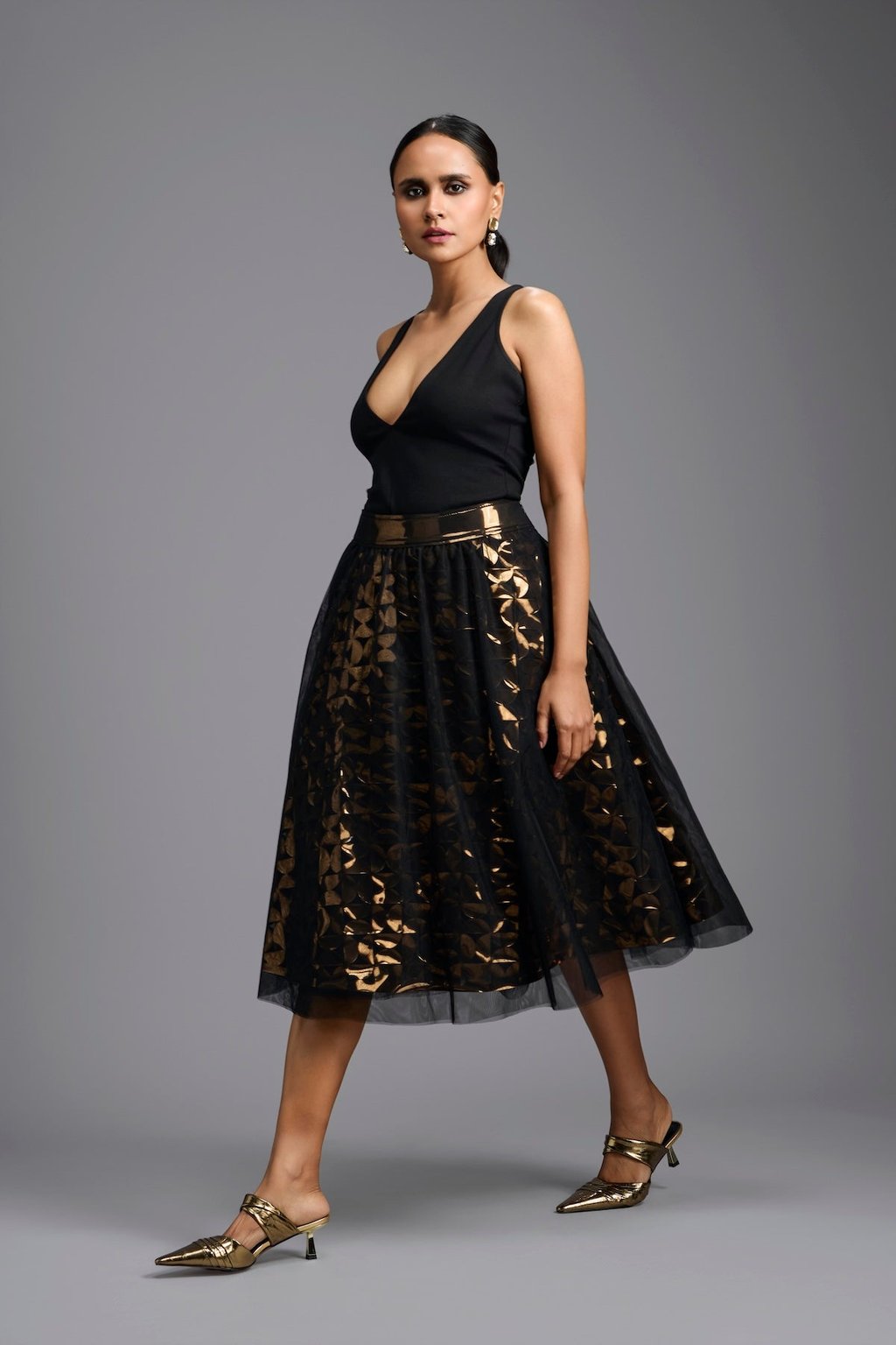 Metallic Cutwork Skirt