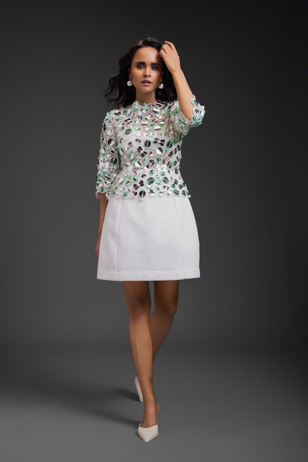 Dress with Neon Metallic Detail