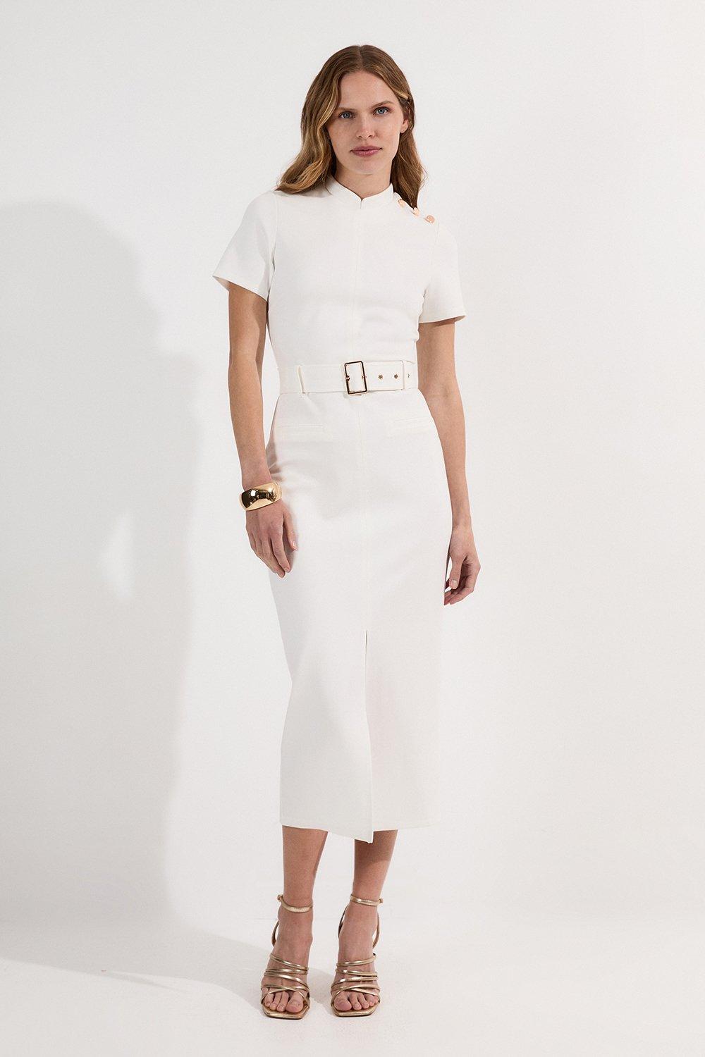 Belted Ponte Midi Dress