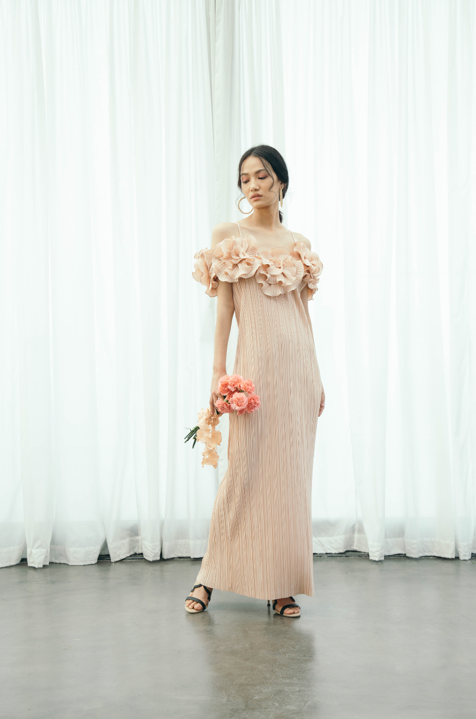 Pleated Flower Gown