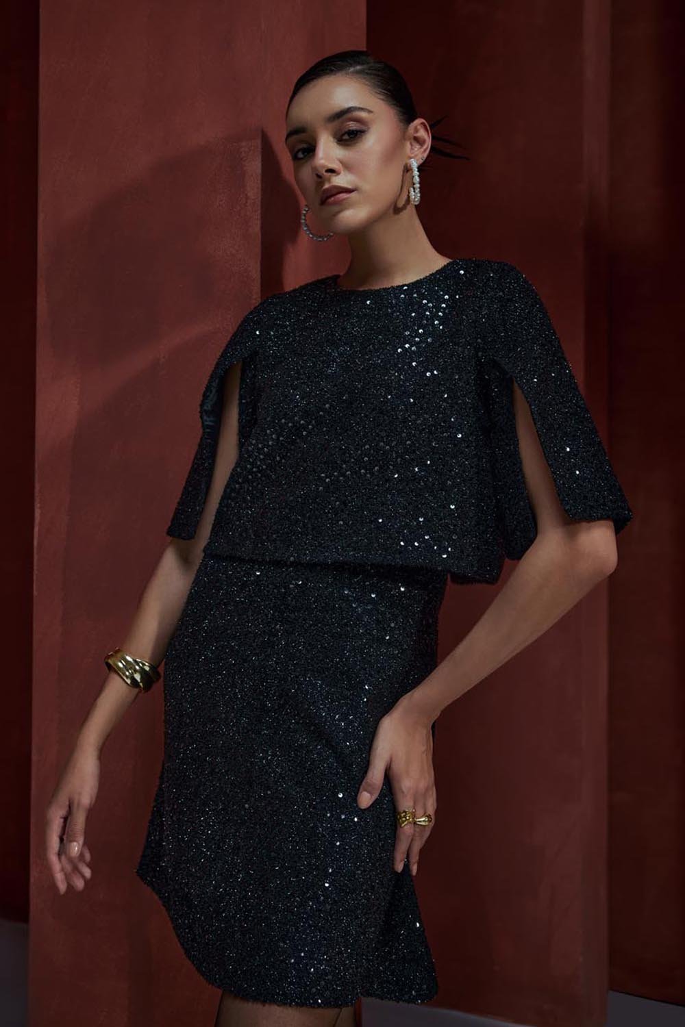 The Lumiere Tweed Cape Dress