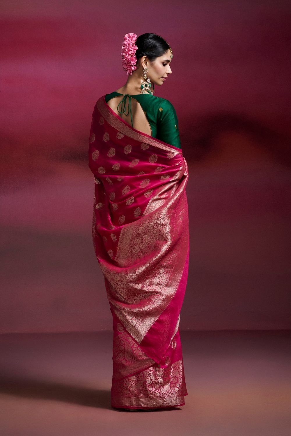 Rani Pink Banarasi Silk Cotton Saree
