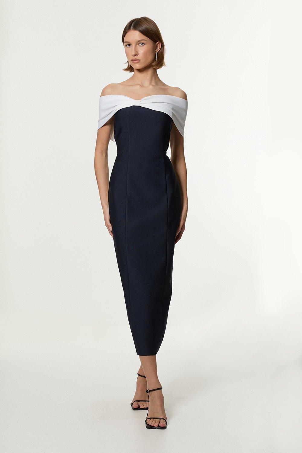 Bandage Bandeau Contrast Midi Dress