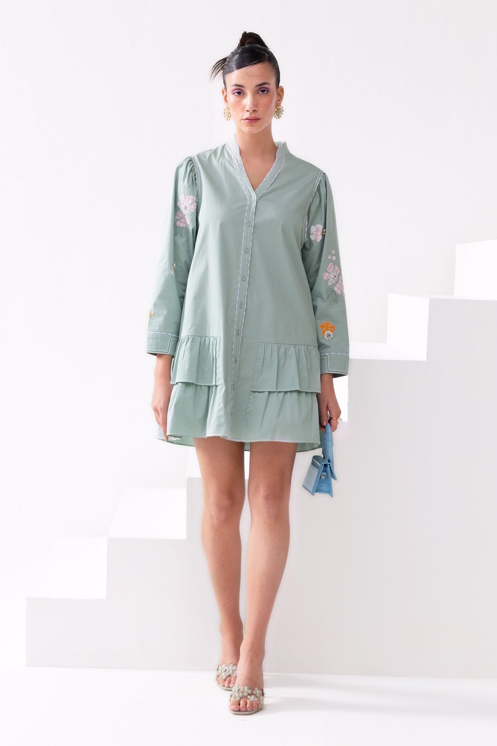 Birdsong Dress Short Sea Foam