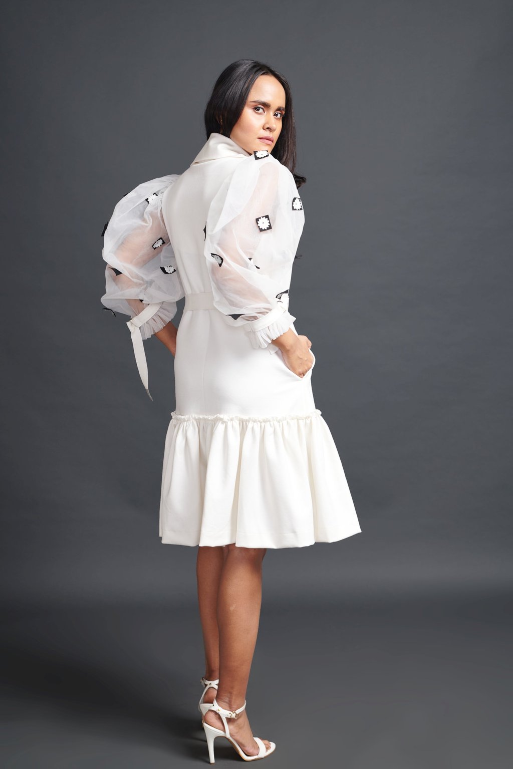Jacket Dress with Cutwork Sleeves