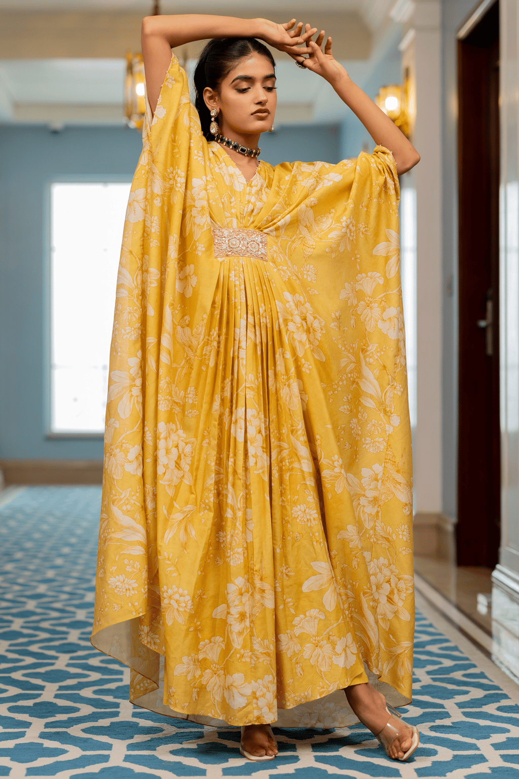 Hazel Kaftan - Yellow and Ivory
