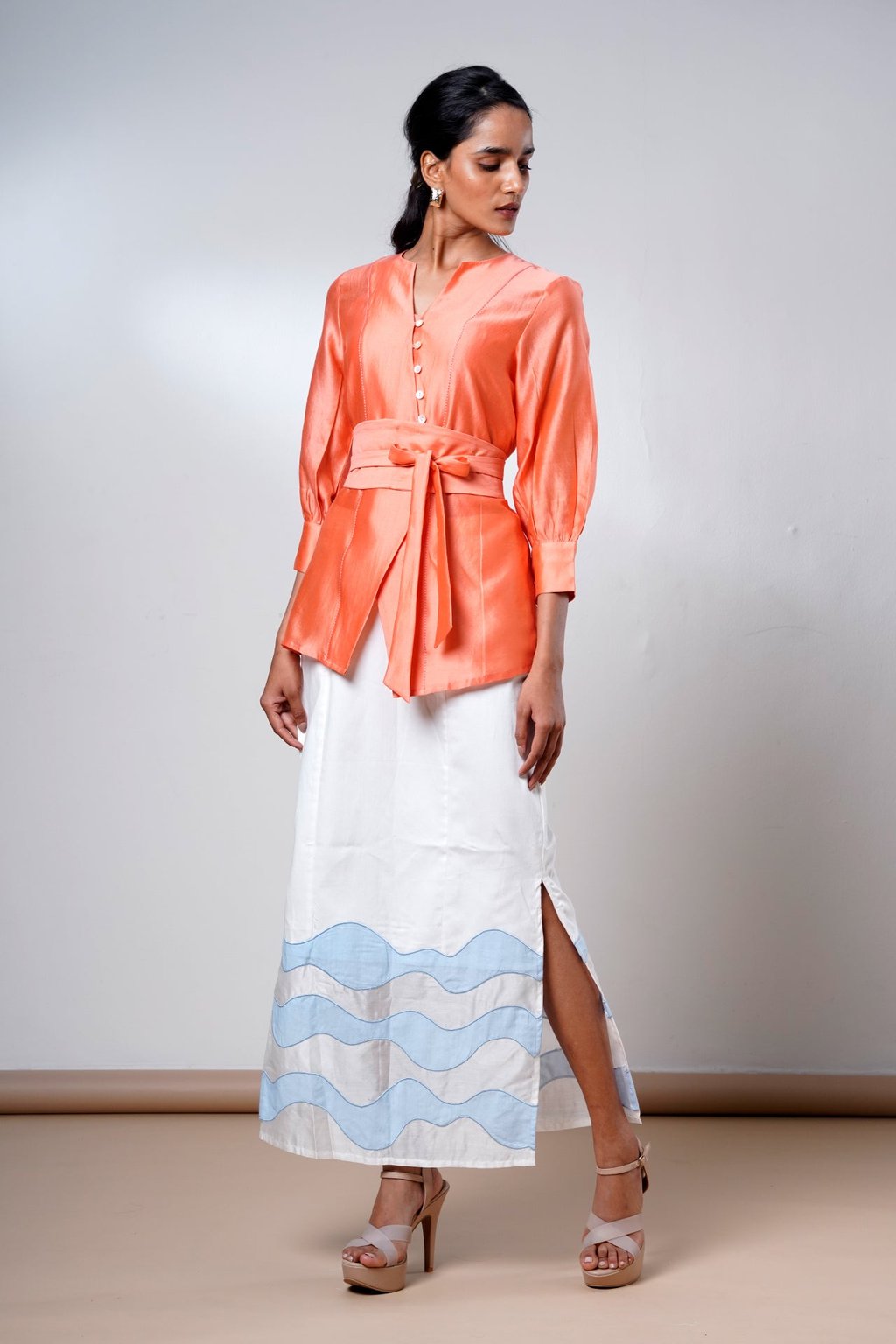Nella – Coral Breeze Denim Skirt