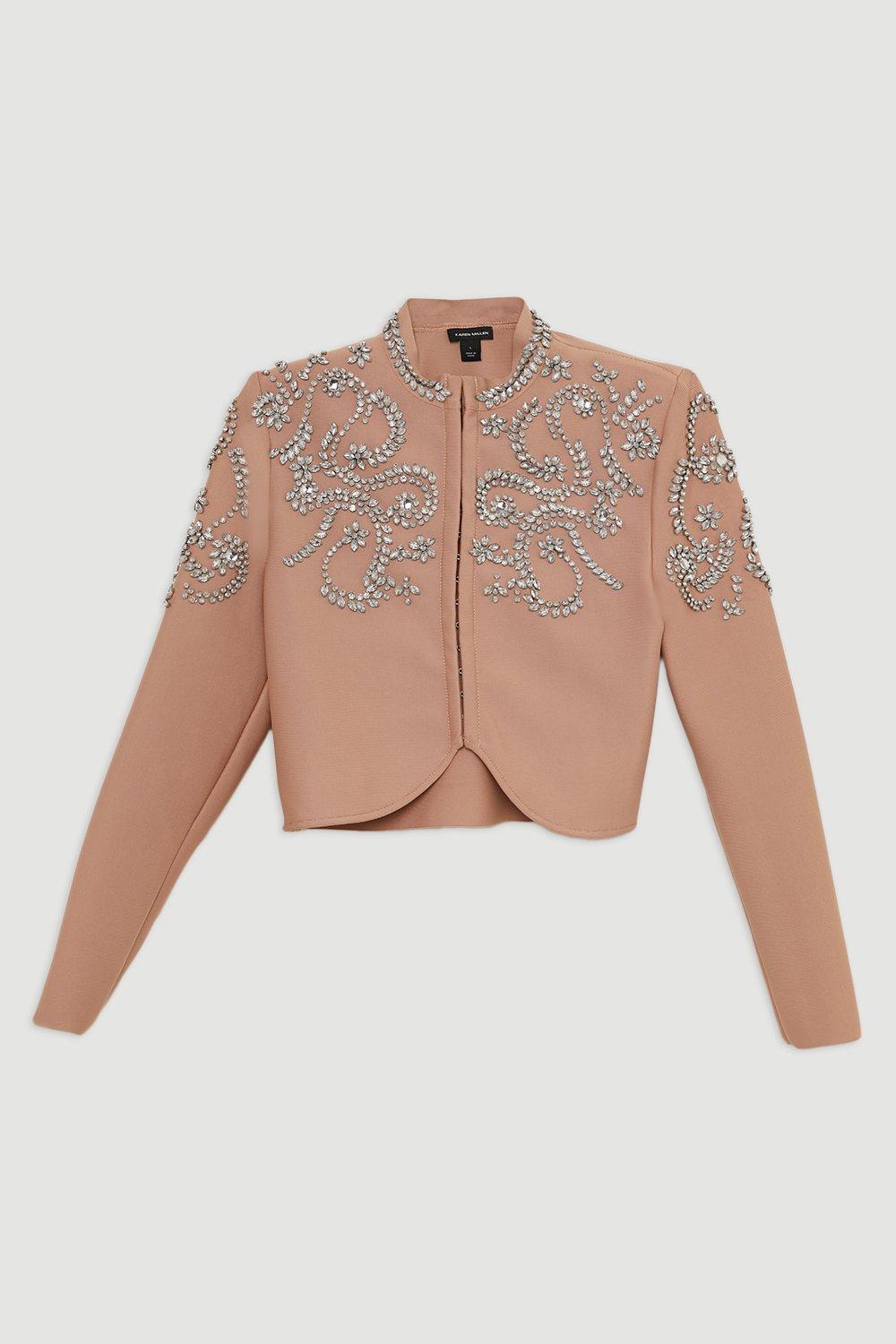 Figure Form Bandage Embellished Knit Jacket