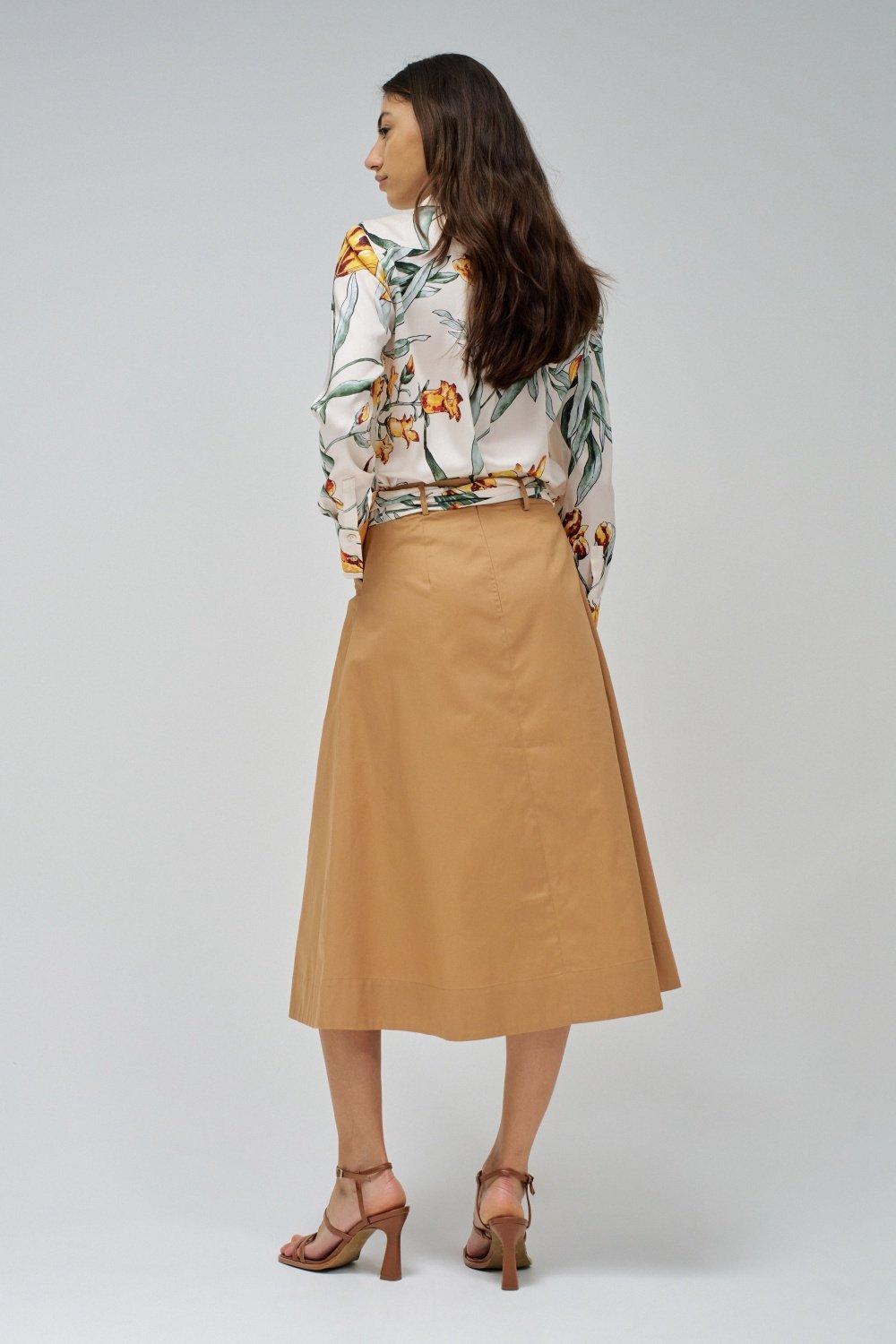 A-Line Solid Skirt with Belt