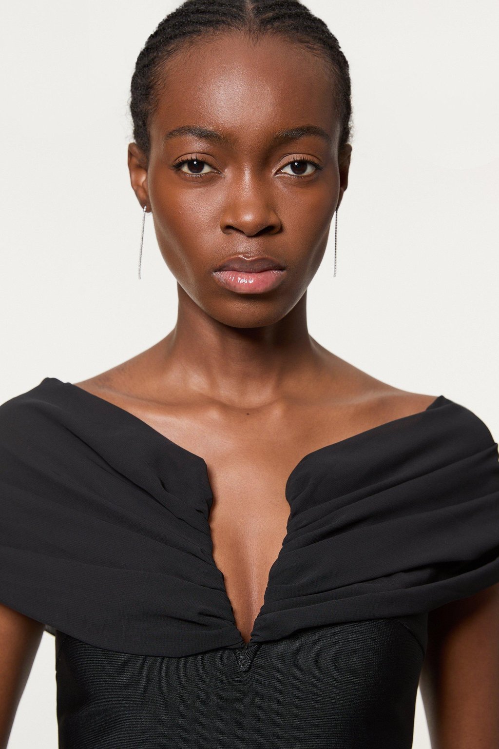 Figure Form Bandage Knit Woven Bardot Top