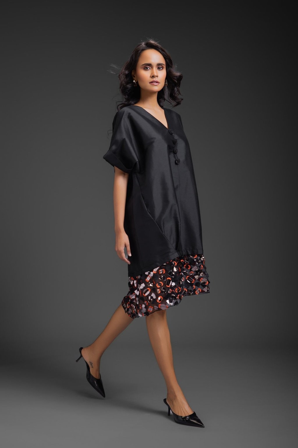 Dress with Neon Metallic Detail