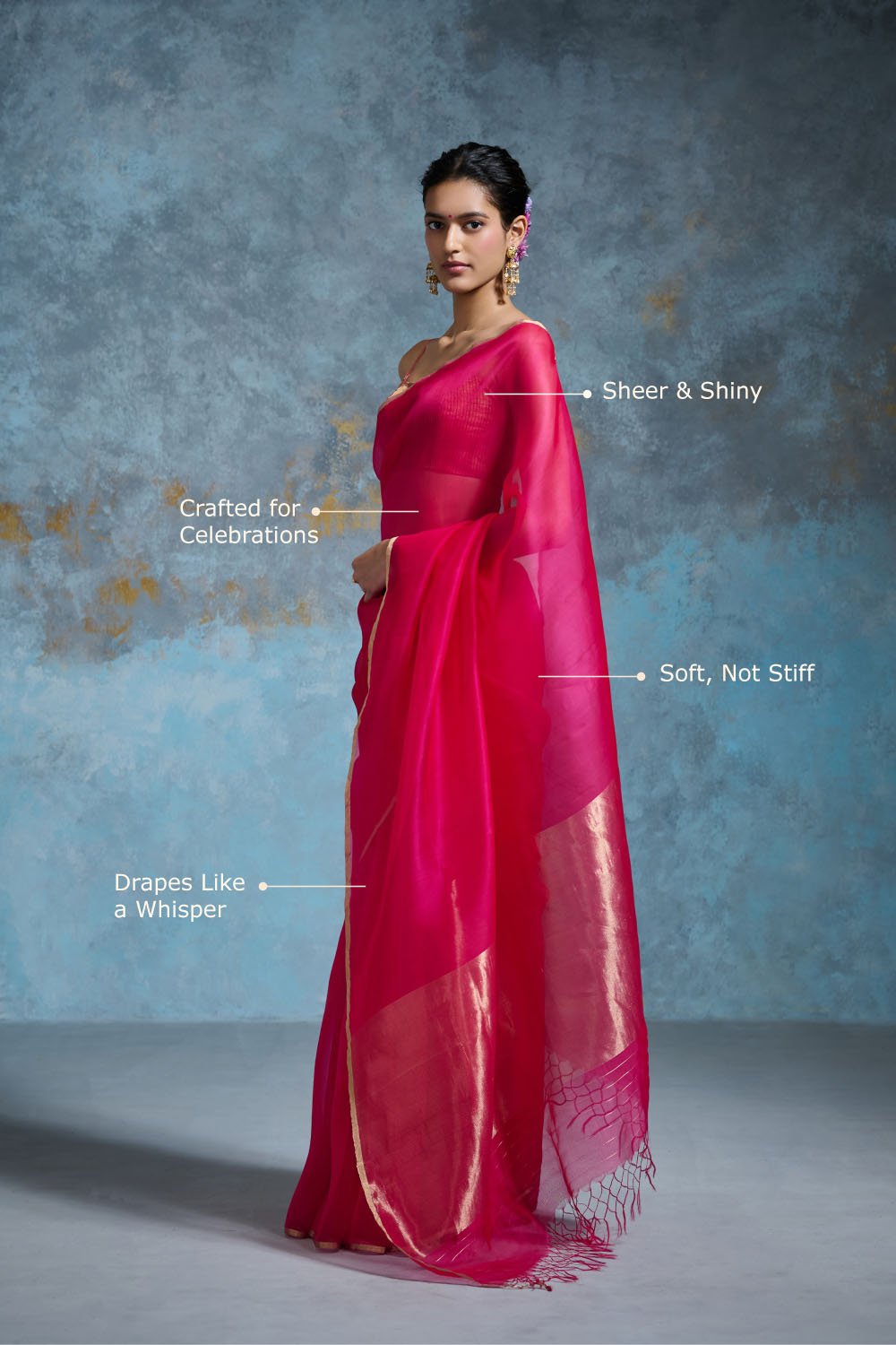Palasha Organza Hot Pink Sarees