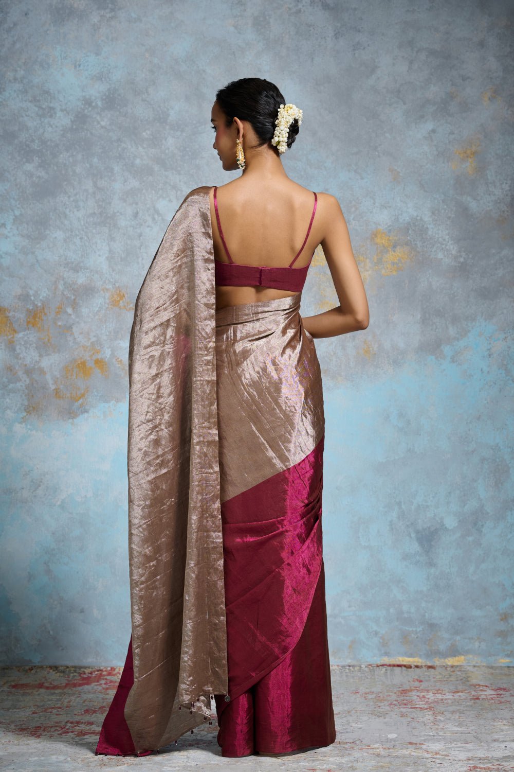 Ritiqa Tissue Silver & Pink Sarees