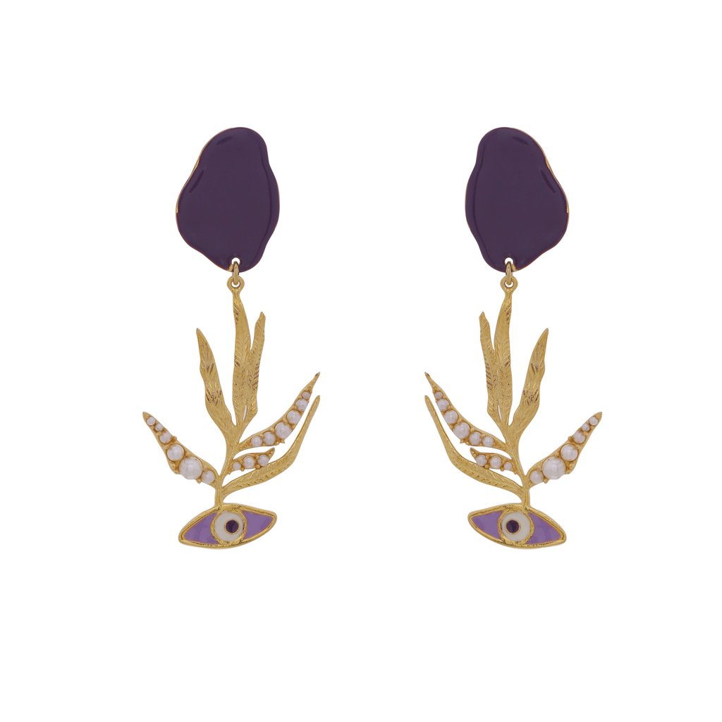 Evil Eye Pearl Earrings