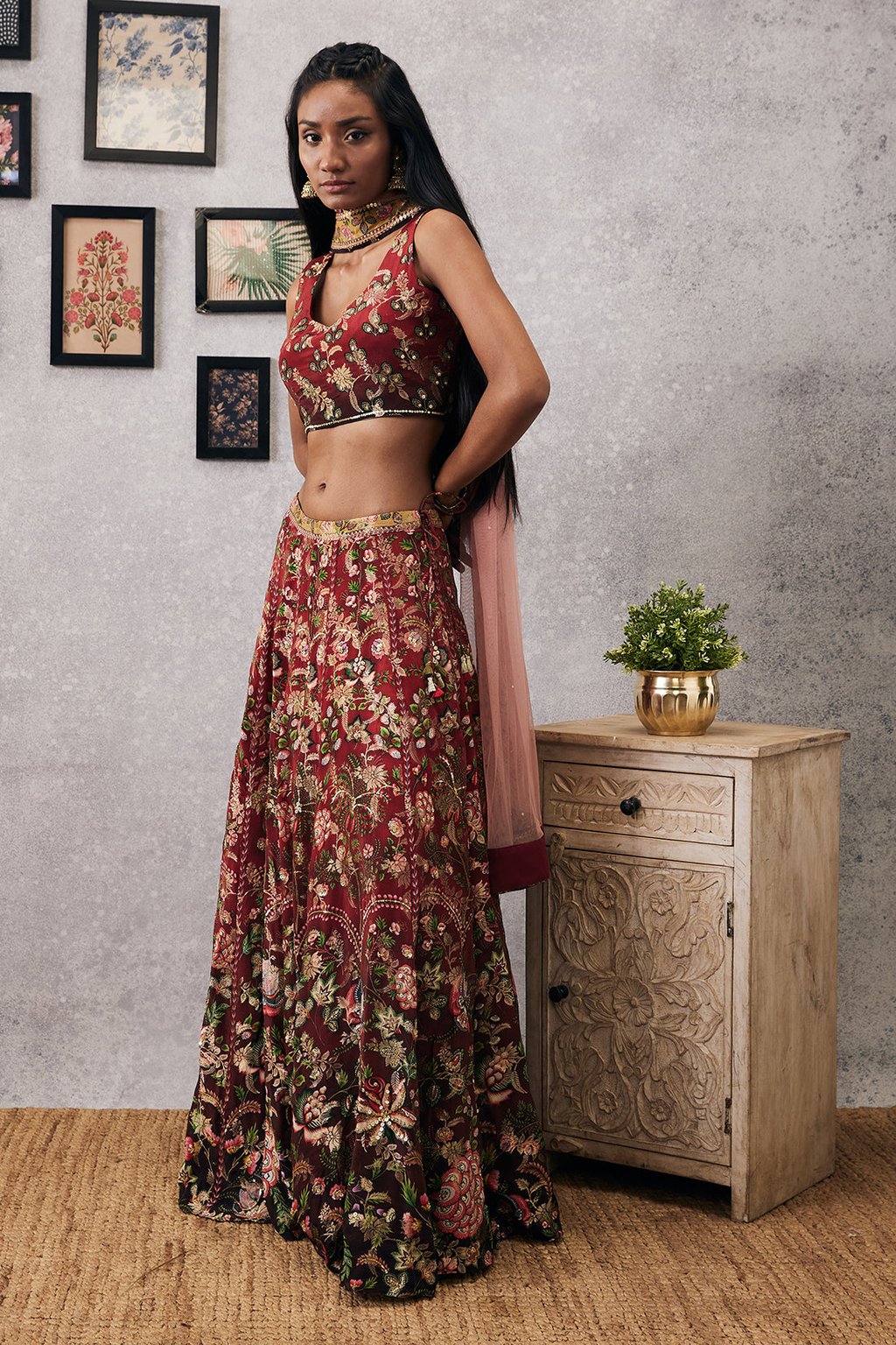 Mehr Embroidered Lehenga Set with Dupatta