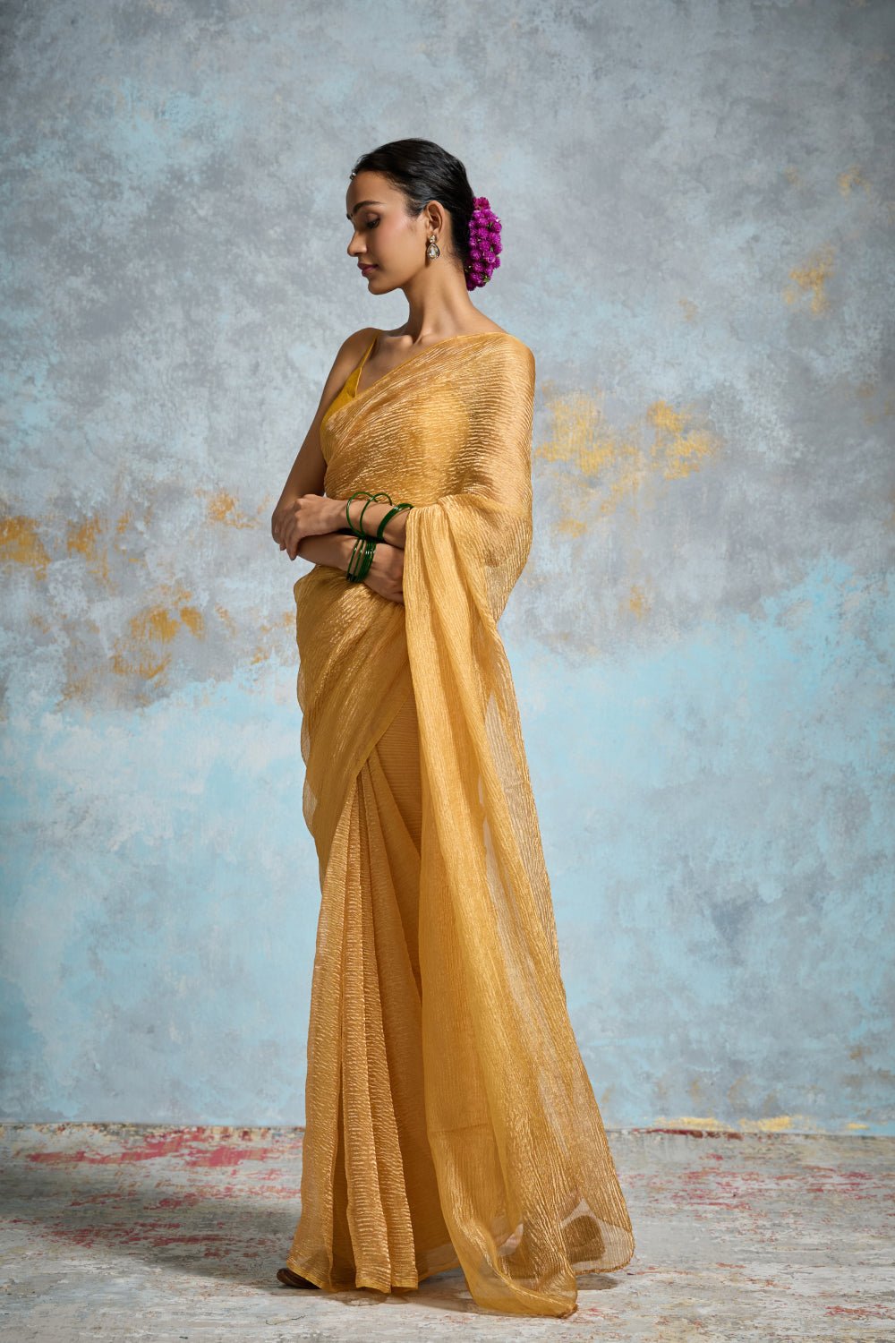 Priti Tissue Yellow Sarees
