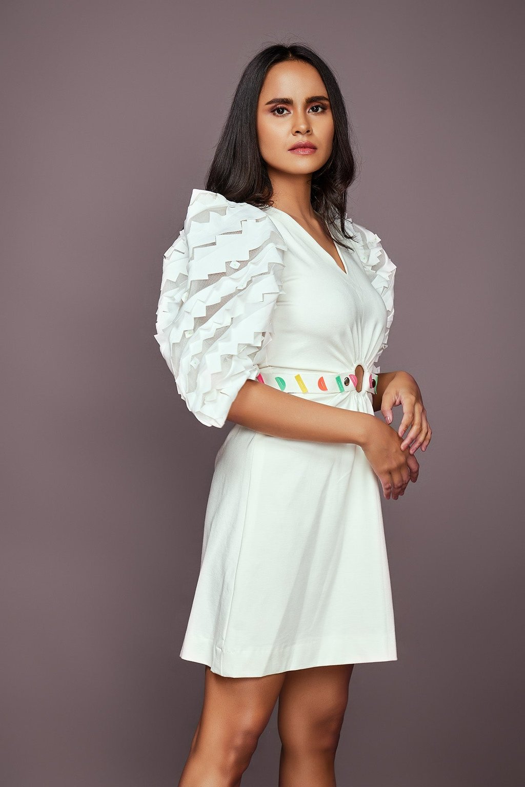 Side Cutout Dress with Cutwork