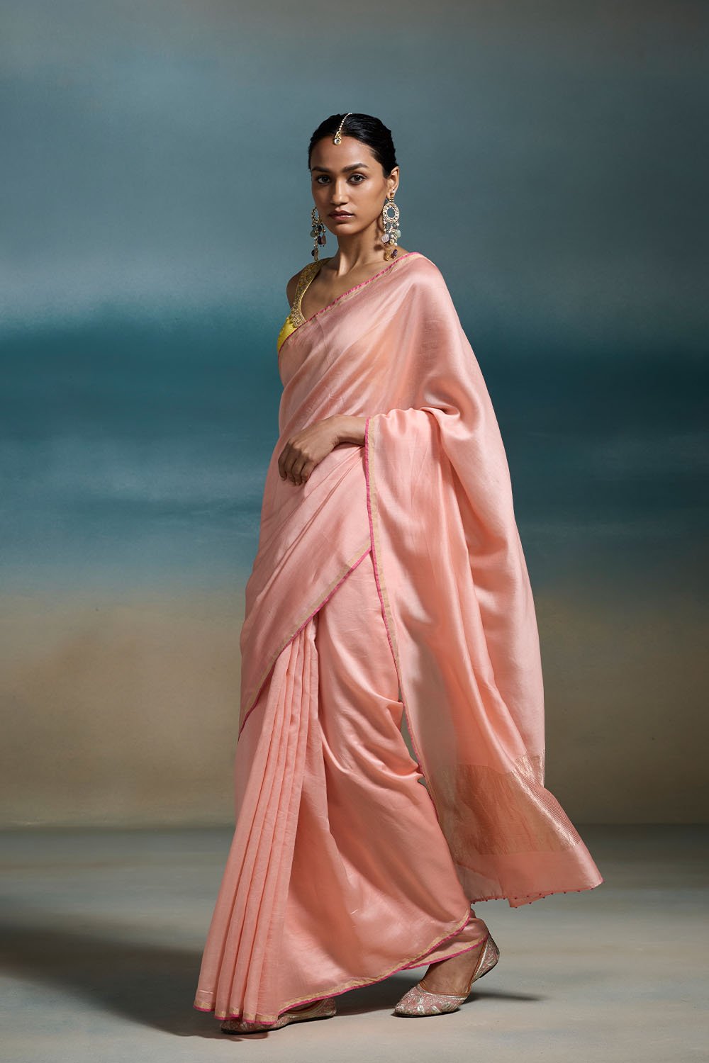 Dhriti Chanderi Peach Sarees