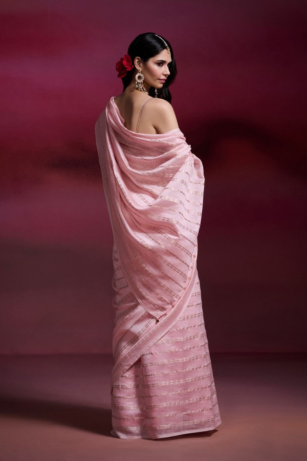 Baby Pink Banarasi Silk Cotton Brocade Saree