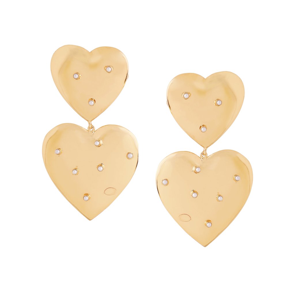 Pearls in Hearts Earrings