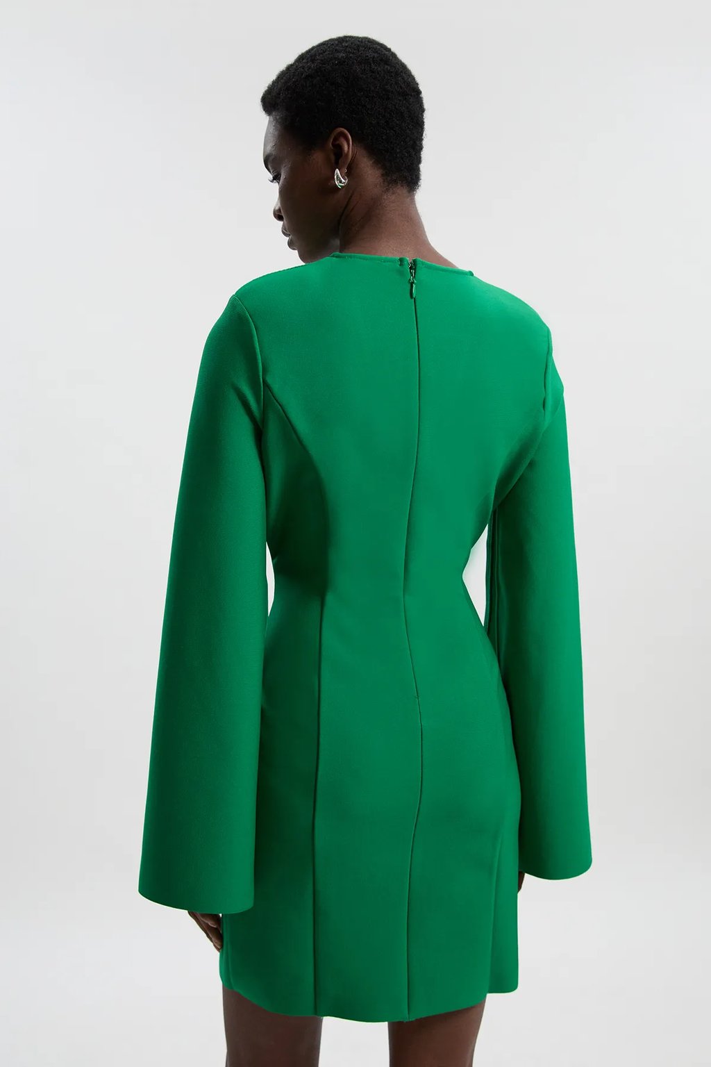 Bandage Form Fitting Cape Sleeve Embellished Mini Dress