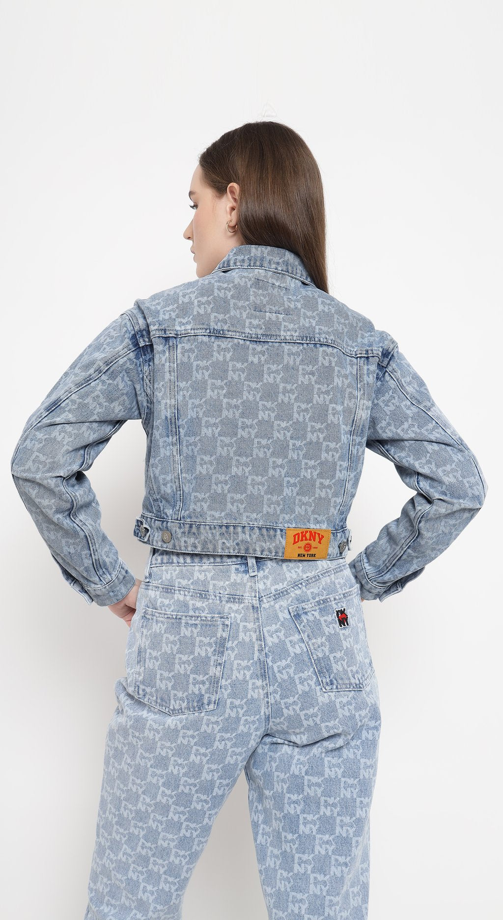 Denim Jacket with Allover Logo