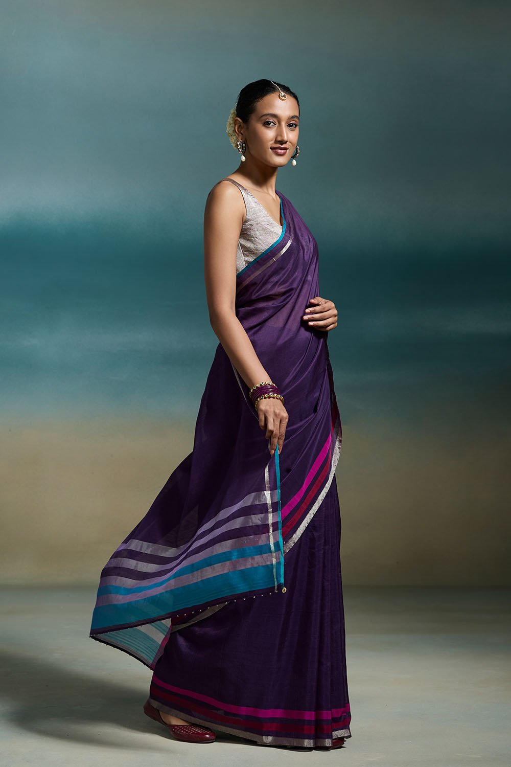 Vasavi Handloom Chanderi Purple Sarees